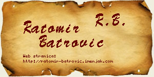 Ratomir Batrović vizit kartica